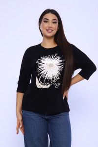 Лонгслив женский №55079 кулирка (р-ры: 48-58) черный