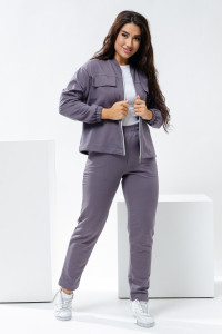 Костюм двойка женский №24778 футер 2-х нитка (р-ры: 46-56) серый