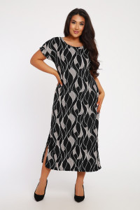 Платье женское №29014 жатка (р-ры: 48-60) черно-белый