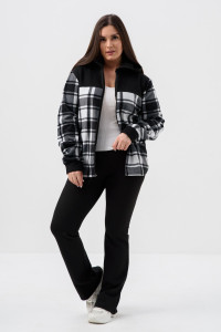 Толстовка женская №52452 флис-футер (р-ры: 44-58) черный-клетка