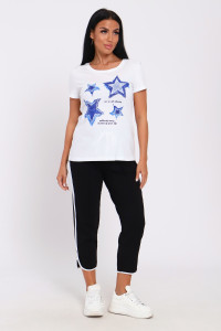 Костюм двойка женский №74716 футер-кулирка (р-ры: 42-60) черный