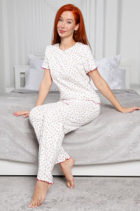 Пижама женская М-1031 ажурная рибана (р-ры: 42-52) аленький цветочек