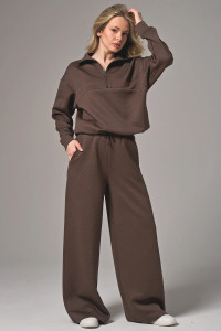 Костюм двойка женский 2450-Жак "Жаккард" жаккард (р-ры: 46-56) коричневый