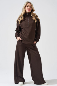 Костюм двойка женский 2450-Жак "Жаккард" жаккард (р-ры: 46-56) шоколадный