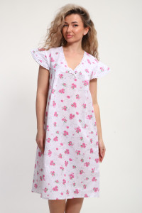 Сорочка женская "Света" М121 ситец шуя (р-ры: 46-60) красные цветы