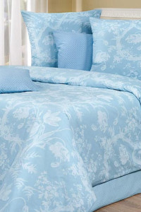 Постельное белье перкаль премиум "Комо" голубой Италия (последний размер) Семейн