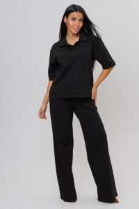 Костюм двойка женский №2157/1 футер 2-х нитка (последний размер) черный 48,50,52,54