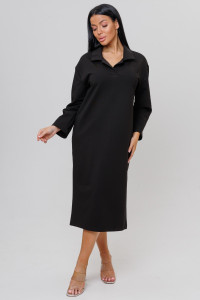 Платье женское №2156/1 футер 2-х нитка (последний размер) черный 52,56