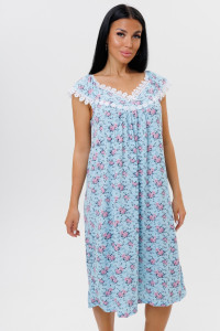 Сорочка женская 2055/3 кулирка (последний размер) голубой 52,58