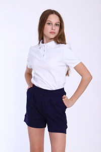 Футболка-поло школьная "Джейн" рибана с лайкрой (последний размер) белый 158