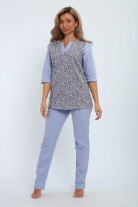 Пижама женская 01059 футер с начёсом (последний размер) серо-голубой 50,52,54
