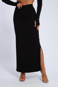 Юбка женская 01056 (макси) футер с лайкрой 2-х нитка (последний размер) черный 52,56,60