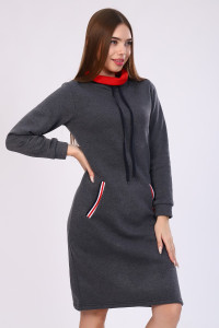 Платье-толстовка женское №52231 футер 3-х нитка (последний размер) графит 44,48,54