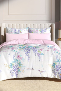 Постельное белье сатин на резинке "Колибри"