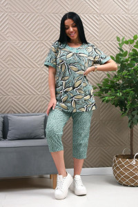 Костюм двойка женский 01070 кулирка (р-ры: 50-62) зеленый