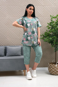 Костюм двойка женский 01070 кулирка (р-ры: 50-62) хаки