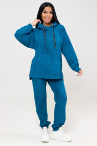 Костюм двойка женский "Варёнка" КФ-2749 футер с лайкрой (р-ры: 46-58) петроль