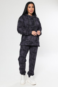Костюм двойка женский "Варёнка" КФ-2749 футер с лайкрой (р-ры: 46-58) черный