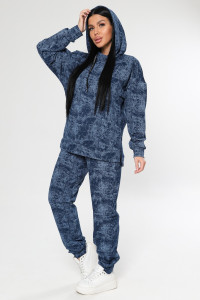 Костюм двойка женский "Варёнка" КФ-2749 футер с лайкрой (р-ры: 46-58) индиго