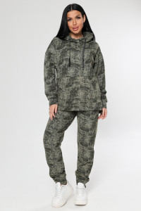 Костюм двойка женский "Варёнка" КФ-2749 футер с лайкрой (р-ры: 46-58) хаки