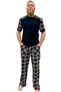 Пижама мужская ПК-30 кулирка (р-ры: 48-60) т.син.с беж.клетка