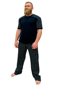 Пижама мужская ПК-30 кулирка (р-ры: 48-60) т.зелен.клет.