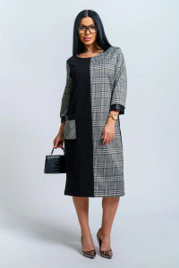 Платье женское "Аллегро" футер (р-ры: 50-58) клетка