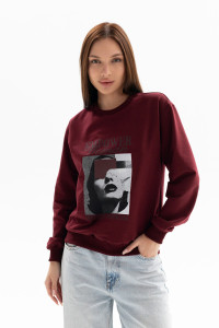Толстовка женская №00028 футер 2-х нитка (р-ры: 40-58) бордовый