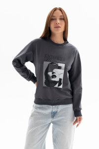 Толстовка женская №00028 футер 2-х нитка (р-ры: 40-58) фумэ