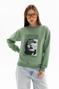 Толстовка женская №00028 футер 2-х нитка (р-ры: 40-58) светло-оливковый