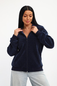 Бомбер женский №001 жаккард (р-ры: 48-62) синий