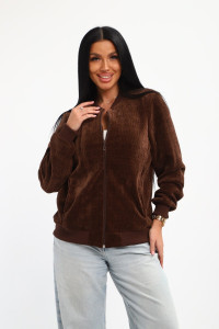 Бомбер женский №001 жаккард (р-ры: 48-62) шоколад