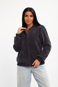 Бомбер женский №001 жаккард (р-ры: 48-62) графит