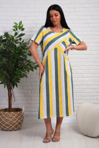 Платье женское №348т кулирка (р-ры: 48-58) желтый-зеленый