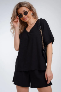 Костюм двойка женский КЖ-005 жатка (р-ры: 44-54) черный