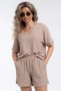 Костюм двойка женский КЖ-005 жатка (р-ры: 44-54) какао