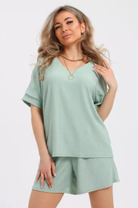 Костюм двойка женский КЖ-005 жатка (р-ры: 44-54) ментоловый