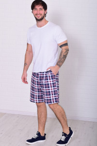 Шорты мужские 9173д кулирка (р-ры: 46-60) голубая клетка