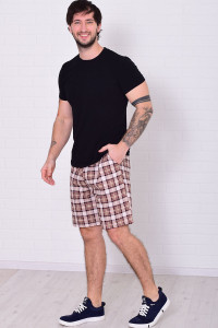 Шорты мужские 9173и кулирка (р-ры: 46-60) коричневая клетка