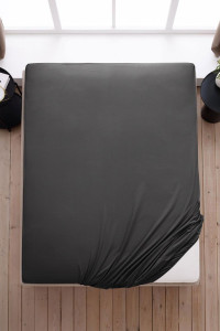 Простыня полиэстер на резинке "Серый бархат"