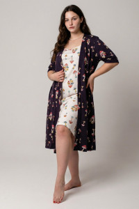 Пеньюар двойка женский КС-106 "Агата" кулирка (р-ры: 46-56) грибочки