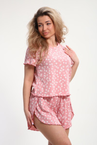 Пижама женская М445 "Шалунья" кашкорсе лапша (р-ры: 46-60) коралл