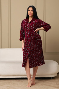 Халат женский 177/2 велюр (р-ры: 48-62) бордовый