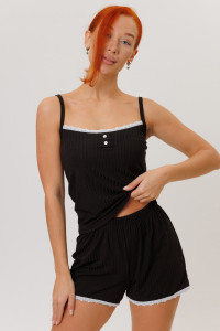 Костюм двойка женский №2267/1 лапша трикотажная (р-ры: 44-52) черный