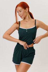 Костюм двойка женский №2267 лапша трикотажная (р-ры: 44-52) зеленый