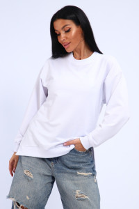Свитшот женский №301 футер с лайкрой 2-х нитка (р-ры: 46-60) белый