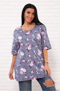 Туника женская №699 кулирка (р-ры: 48-70) сиреневый-розовый