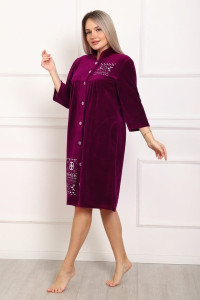 Халат женский "Орнамент" Х-170 велюр (р-ры: 46-60) марсала