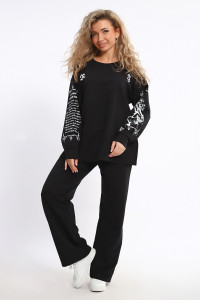 Костюм двойка женский №85035 футер 2-х нитка (р-ры: 46-56) черный