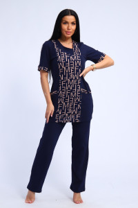 Костюм двойка женский №346 кулирка (р-ры: 46-60) темно-синий